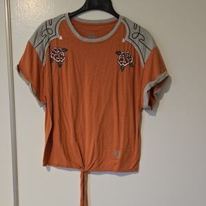 Double D Ranch Orange and Gray Embroidered Tee